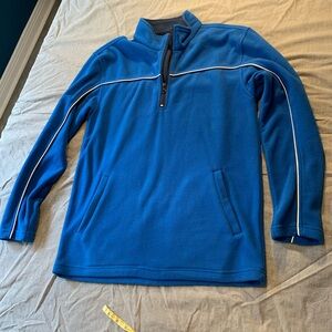 Sport-Tek Men's Zip-Up Sweater in Blue with White Accents